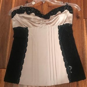 Bebe- blush satin with black lace satin top